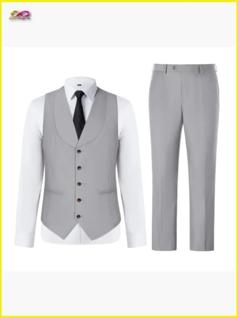Slim Fit Suit Vest Pants Set Formal Classic Business Wedding Groomsmen